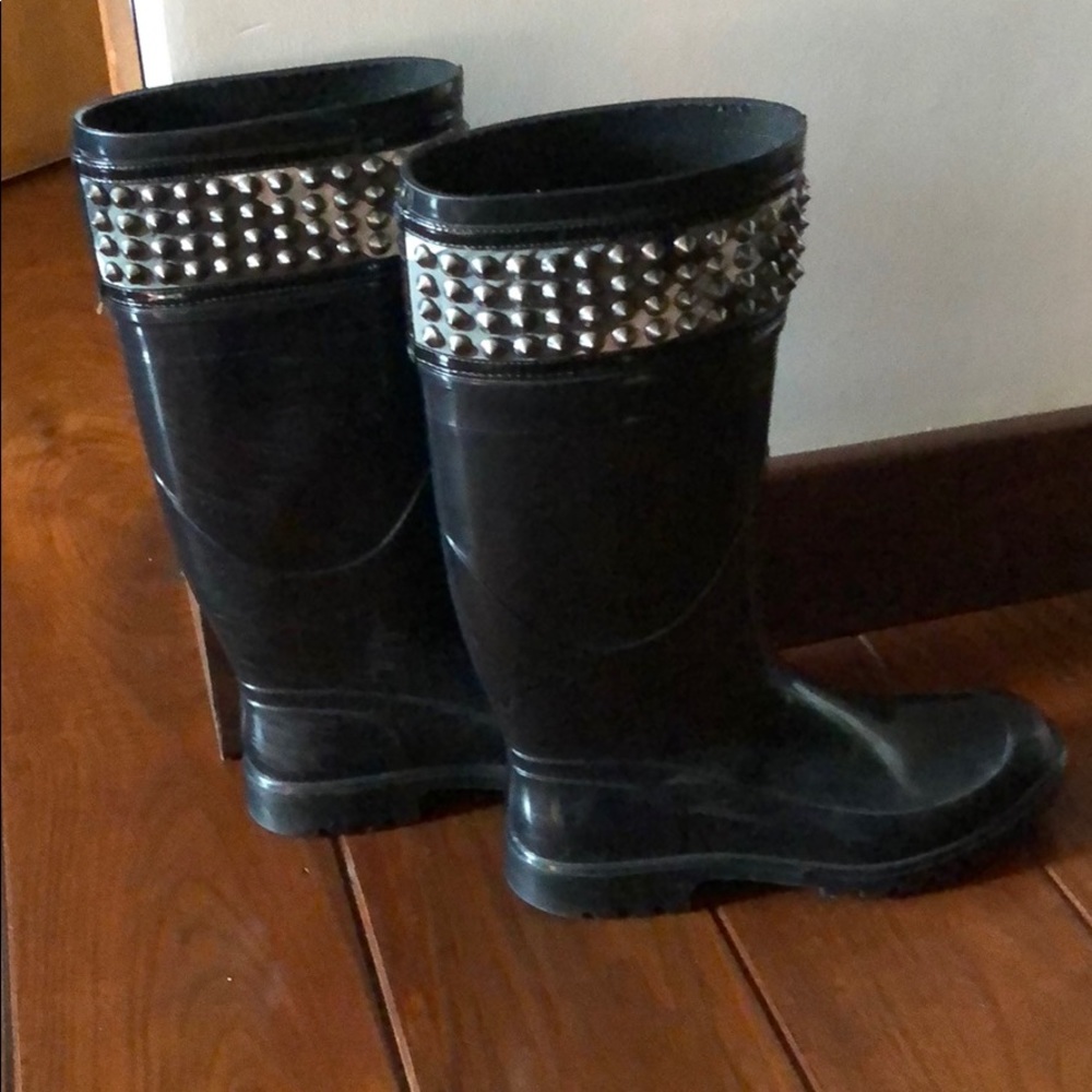 Burberry black Rain Boots -top Studded